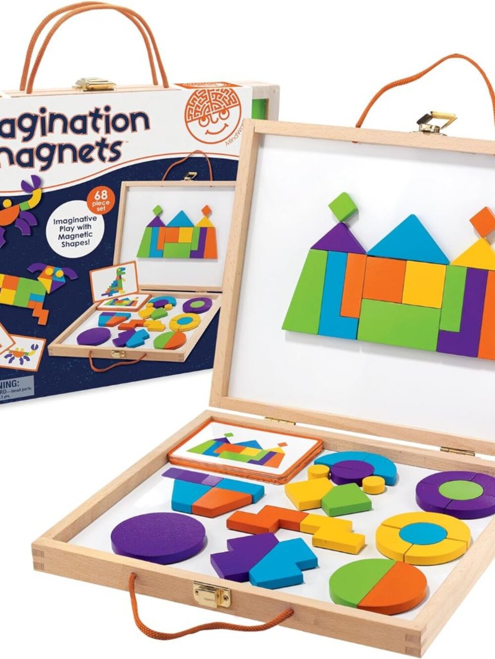 MindWare Imagination Magnets Wooden Pattern Blocks Set for Kids
